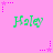 Pink background with green 'Haley' text repeated in two , surrounded by pink star and dot patterns