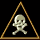 Pixelated triangular frames with golden borders contain skull-and-crossbones or skeletal figures against black backgrounds, some showing animation changes.