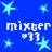 Blue background with light blue stars and repeated white text 'mixter' above '❤33'