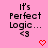 Pixelated text on pink background with red heart symbol, showing 'It's Perfect Logic...' and '<3' with heart animation.