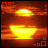 Animated sequence of a bright yellow-orange sun setting over water, with changing square corner decorations.