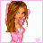 A 4-frame pixel art contact sheet showing a cartoon girl character in pink and gray clothing with long brown hair, displayed on a white background with pink borders.