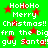 Green background with red stars and repeated white text reading "HoHoHo Merry Christmas!! frm the bigfrm the guy Santa!!guy Santa!" in pixelated font.