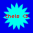 Four identical cyan starburst icons with red text "Chels <3" on a solid blue background, arranged in a