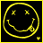 A 48x48 pixel animated buddy icon featuring a yellow smiley face with X eyes and a curved mouth, showing slight animation differences between two frames in a contact sheet layout.
