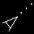 A pixelated white arrow pointing right on a black background with four small white squares scattered above it.