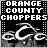 Black-and-white pixelated icon with 'ORANGE COUNTY CHOPPERS' text above a stylized motorcycle graphic, displayed in four identical