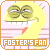 Pixelated yellow cartoon character with large eyes, a wide grin showing teeth, and an orange tongue sticking out against a light pink background.