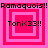 Four identical pink square icons with layered borders display "Ramaquois!! Ramaquois!!" text at top and "Toni<33!!" in center, each icon's border pattern differs slightly across observations.