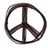 Three identical peace symbol icons arranged in a , each with dark brown outline and white interior on light background