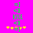 Green and purple text on bright pink background with yellow stars, animated to shift between two states showing 'KYLE' and '<9' symbols.