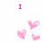 Pixelated pink text and hearts on white background with gray overlay, showing animation changes across frames.