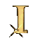 Animated contact sheet of a golden Roman numeral I with rotating sword-like elements and glowing light effects across five frames.