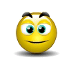 Yellow circular face with black eyebrows, blue eyes, and mouth expressions changing from smiling to surprised to open-mouthed