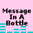 Pixelated text "Message In A Bottle" on pink background with cyan audio waveforms changing