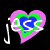 Six heart-shaped icons with layered color borders and white text, each featuring a musical note on the left side against a black background.