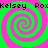 Four identical spiral patterns in bright green and pink with pixelated text reading "Kelsey" and "RoxKelsey" at top and bottom edges.