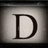 A single large serif letter D on a light gray background with dark vignette edges, displayed in three showing slight variations
