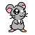 Pixel art mouse with pink ears and orange feet in multiple expressions including closed eyes, tears, and varied mouth shapes across four of each