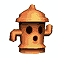 A pixelated fire hydrant icon with a waving arm and surprised expression on the left, next to green text reading "Original Icons .com" on a dark green background.