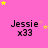 Pink background with yellow and pink stars, repeated text "Jessie x33" in black pixelated font across three