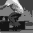A 5x5 contact sheet of grayscale animated frames showing a skateboarder performing tricks on a ramp, with visible motion blur and frame-to-frame pose changes.