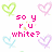 Pixelated text and heart symbols on a white background with gray bottom-right corner.