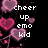Pixelated icon with pink hearts and white text reading 'cheer up emo kid' on a black background.