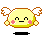 A 4x4 contact sheet of a pixel art animated icon featuring a yellow spherical character with wings, blush marks, and varying facial expressions across 16 frames.