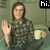 A pixelated animated sequence shows a person in a plaid shirt holding a mug, with text overlays changing across frames.