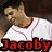 six showing a baseball player in a white uniform with red trim, displaying various poses and text overlays including "Jacoby Ellsbury!", "Catch It.", "Hit It Run It", and "Boston Red Sox Live It!"