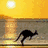 Pixelated of six distinct images: kangaroo silhouette at sunset, cyan text on yellow background, blue whale with white spray, purple text reading "and so are whales!"