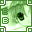 A 4-frame contact sheet of a green and white pixelated animation featuring four dark green clover-like shapes at the corners, with repeating 'E' symbols on the sides and a central grid pattern.