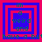 Four identical square arranged in a , each containing nested red and blue squares with text reading "im a weird and have a but" in green pixelated font