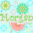 Pixelated icon with light blue background, green text reading 'Morgan', and floral/circular patterns in green, yellow, cyan, and pink.