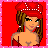 Pixel art contact sheet showing a Valentine's Day-themed animated icon with red color scheme, featuring a female character in various poses and text frames.