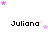 Pixelated text 'Juliana' appears in three with pink and light purple stars scattered above each on a white background