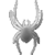 Pixelated grayscale icon of a spider with eight legs, two prominent curved antennae, and a rounded abdomen against a solid light gray background.