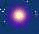 Two glowing circular nebula-like shapes on a dark blue background with scattered pixelated stars.