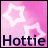 Two side-by-side animated frames of a buddy icon featuring white stars on gradient backgrounds with the text "Hottie" at the bottom.