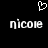 Pixelated white text 'nicole' appears twice on black background with a pixelated heart symbol above center.
