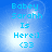Blue background with light gradient and faint circular patterns, displaying text 'Babey Sarahh Is Here:] <33' in cyan pixelated font.