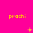 Yellow text 'prachi' repeated across a bright pink background with small yellow star-like animations appearing and disappearing in different positions.