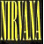 Yellow neon-style text "NIRVANA" on left, yellow smiley face with X eyes and guitar on right; both elements share a black background.
