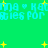 Pixelated cyan text repeats across a bright green background with scattered yellow starbursts, forming a static pattern.