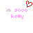 Red pixelated heart symbol above pink text reading 'im sooo kelly' on white background.