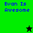 Pixelated text 'Evan Is Awesome' in blue on green and black backgrounds with a star symbol changing from black to green.