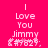 Pixelated text on bright pink background reads 'I Love You Jimmy' with a hashtag and number below.