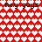 Red background with white heart pattern and black text 'hey guys hey guys' repeated at top and middle.
