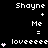 Pixel art animation showing repeated text and pink heart symbols on a black background with a gray corner overlay.